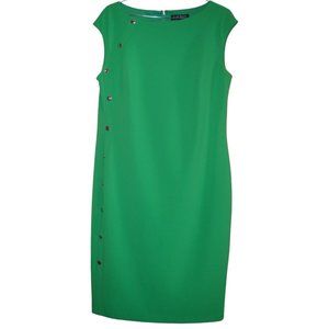 LAUREN RALPH LAUREN Button-Trim Dress- Green